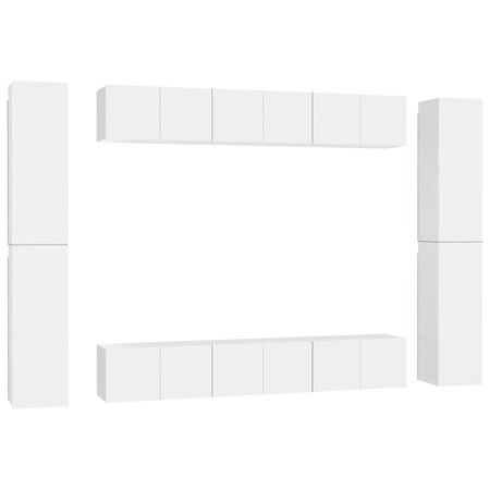 vidaXL Ensemble de meubles TV 10 Pièces Blanc Aggloméré
