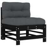 vidaXL Salon de jardin 8 Pièces avec coussins noir bois massif