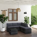 vidaXL Salon palette de jardin 6 Pièces avec coussins Bois de pin