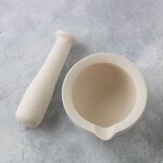 Mortier et pilon en grès blanc + Feuilles de Coriandre bio - 15 g