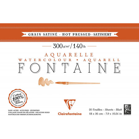Bloc aquarelle fontaine grain satiné - 18x26cm - 300g - clairefontaine