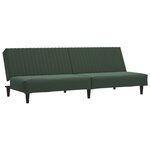 vidaXL Canapé-lit à 2 places Vert foncé Velours