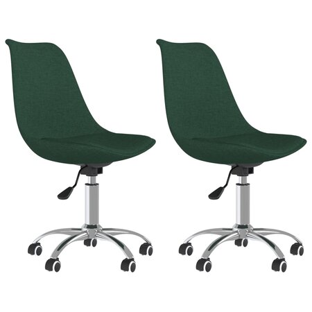 vidaXL Chaises pivotantes à manger lot de 2 vert foncé tissu