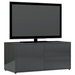 vidaXL Meuble TV Gris brillant 80x34x36 cm Aggloméré