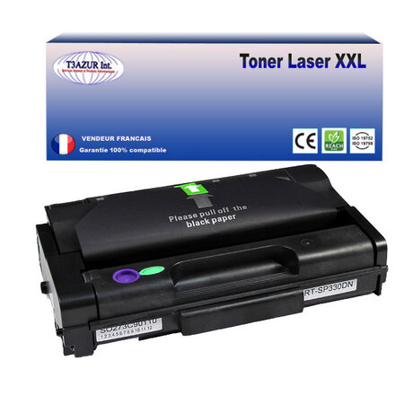 Toner compatible avec ricoh aficio sp330  sp330dn  sp330sfn  sp330sn  remplace ricoh aficio sp330 (408278/408281) -3 500 pages - t3azur