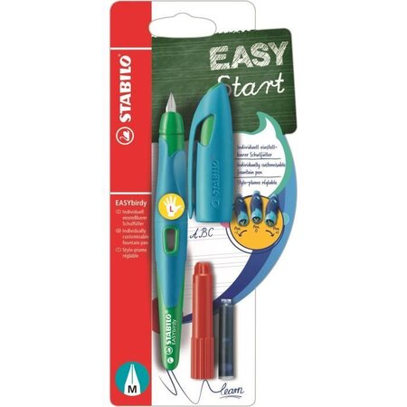 Stabilo stylo-plume easybirdy et 1 clé de réglage - bleu et vert