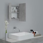 vidaXL Armoire de salle de bain à miroir LED Gris béton Acrylique