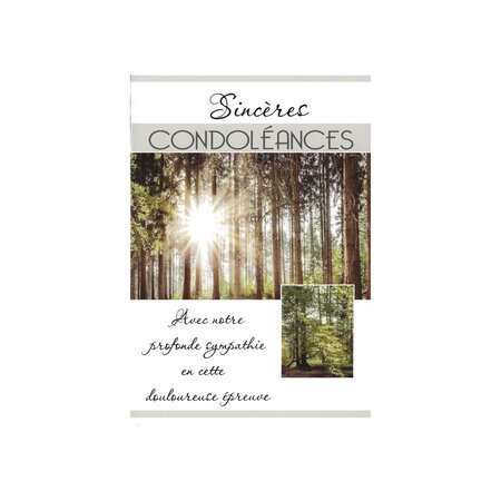 Carte de voeux - condoléances - sincères condoléances - forêt sous bois