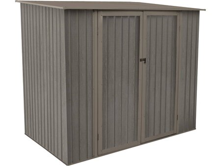 Abri jardin métal "Bois vieilli 75" - 3 17m² - 215 x 145 x 195/175 cm - Gris