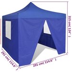 vidaXL Tente pliable avec 4 parois Bleu 3 x 3 m