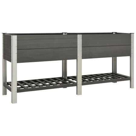 vidaXL Lit surélevé de jardin avec étagère 200x50x90 cm WPC Gris