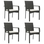 vidaXL Mobilier à dîner de jardin et coussins 5Pièces Noir Résine tressée