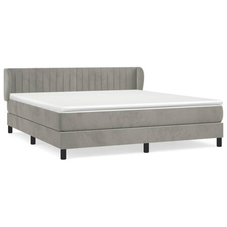 vidaXL Lit à sommier tapissier et matelas Gris clair 160x200cm Velours