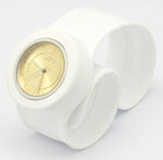 Montre classic bracelet blanc et cadran gold sun.