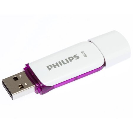 Philips clé usb 2.0 snow 64 go blanc et violet