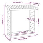 vidaXL Support bois de chauffage Marron miel 108x64 5x110 cm Bois pin