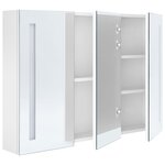 vidaXL Armoire de salle de bain à miroir LED 89x14x62cm Blanc brillant