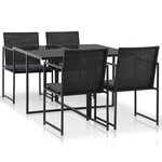 vidaXL Mobilier à dîner de jardin 5Pièces et coussins Résine tressée Noir