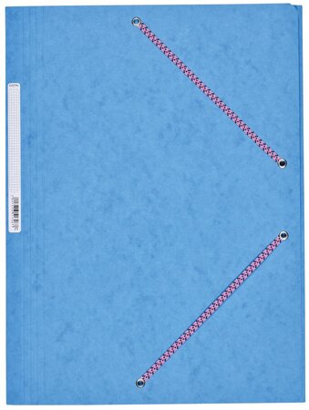 Chemise Carte Lustée 24 x 32 cm à rabats avec élastique et étiquette de dos Bleu Ciel COUTAL