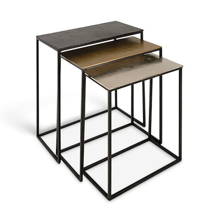 Rousseau Ensemble de tables d'appoint 3 Pièces Triplex Métal Multicolore