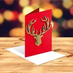 Carte de voeux cerf fond rouge - draeger paris