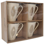Coffret de 4 mugs plumes en porcelaine blanche