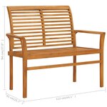 vidaXL Banc de jardin avec coussin vert 112 cm Bois de teck massif