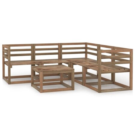 vidaXL Salon de jardin 6 Pièces Marron Bois de pin imprégné