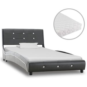 vidaXL Lit avec matelas Gris Similicuir 90 x 200 cm