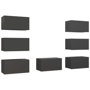 vidaXL Meubles TV 7 Pièces Gris 30 5x30x60 cm Aggloméré
