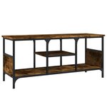 vidaXL Meuble TV chêne fumé 100x35x45 cm bois d'ingénierie et fer