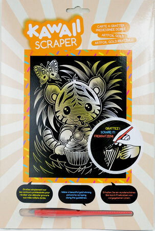 Tableau Scraper à gratter Or Kawaii Tigre farceur