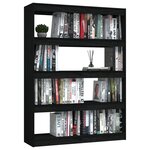 vidaXL Bibliothèque/Séparateur de pièce Noir 100x30x135 5cm Pin massif