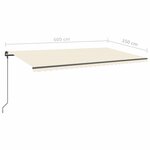 vidaXL Auvent automatique rétractable avec poteaux 6x3 5 m Crème