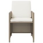 vidaXL Meubles à dîner de jardin et coussins 9 Pièces Poly rotin Beige