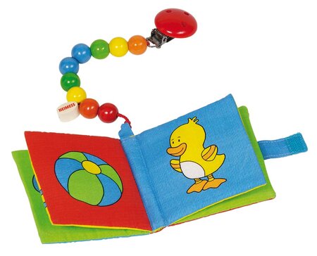 Livre d'image (couineur et grelot) avec chaine pour bébé - Heimess