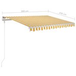 vidaXL Auvent automatique capteur de vent et LED 300x250cm Jaune/blanc
