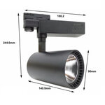 Spot led sur rail 30w cob 80° triphasé noir - blanc froid 6000k - 8000k - silamp