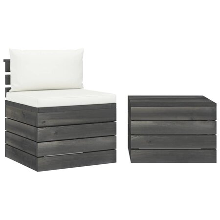 vidaXL Salon palette de jardin 2 Pièces avec coussins Bois de pin massif