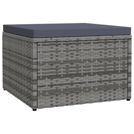 vidaXL Tabouret de jardin avec coussin Gris Résine tressée