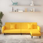vidaXL Canapé-lit 2 places 2 oreillers et repose-pied Jaune Velours