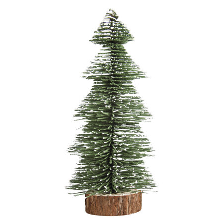 Sapin décoratif enneigé  25cm  vert av. socle bois  bte PVC 1 pce