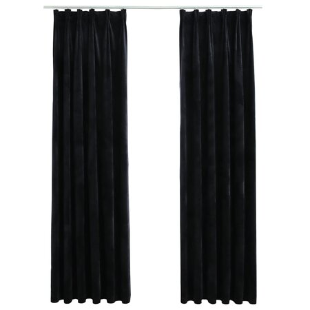 vidaXL Rideaux occultants avec crochets 2 Pièces Velours Noir 140x245 cm