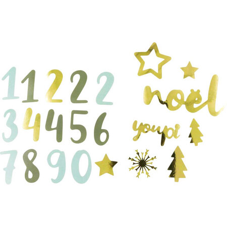 Chiffres 4 2 cm avec décorations pour calendrier de l'Avent 47 pièces