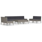 vidaXL Salon de jardin 10 Pièces avec coussins Résine tressée Gris