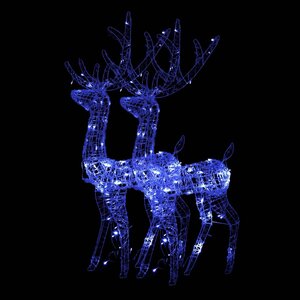 vidaXL Décorations de Noël de renne Acrylique 2 Pièces 120 cm Bleu