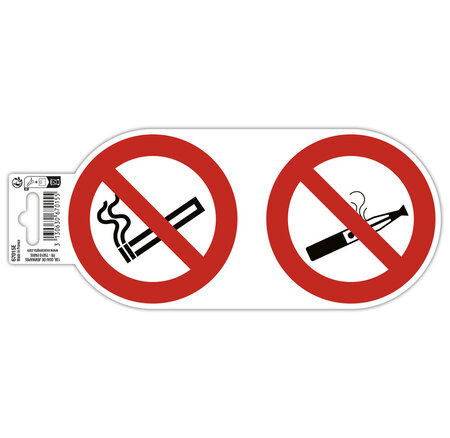Panneau Pvc Adhésif Antidérapant Interdit De Vapoter Et De Fumer 10 Cm - Rouge - Exacompta