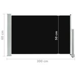 vidaXL Auvent latéral rétractable de patio 60x300 cm Noir