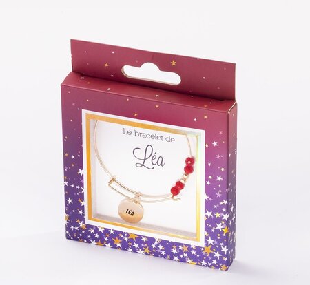 Bracelet lea avec perles rouges