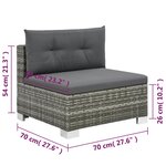 vidaXL Salon de jardin 10 Pièces avec coussins Résine tressée Gris